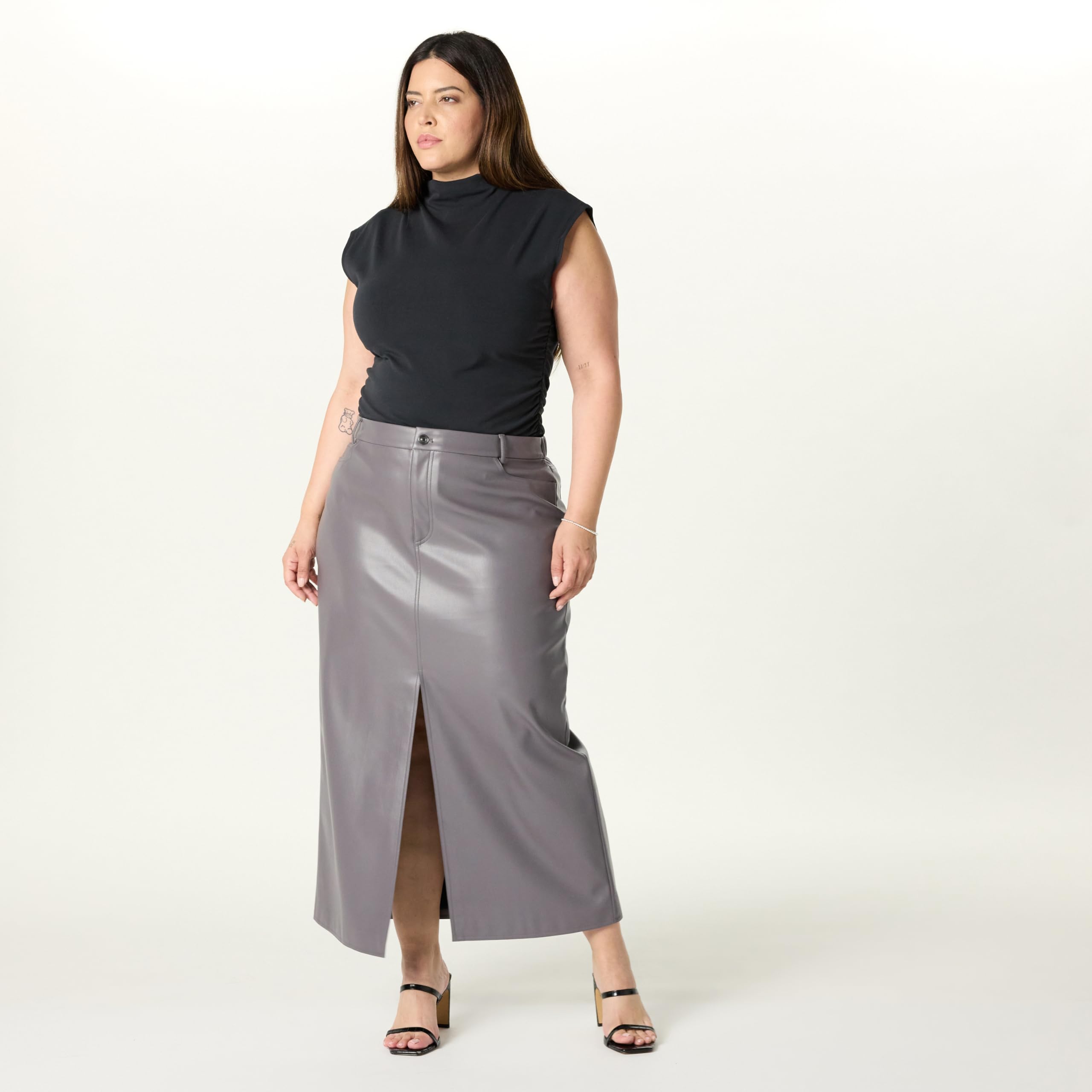 The Drop Women's Larissa Vegan Leather Maxi Skirt - Stylish & Sustainable Long Vegan Leather Skirt for Women | Perfect for Office, Date Night & Fall Fashion