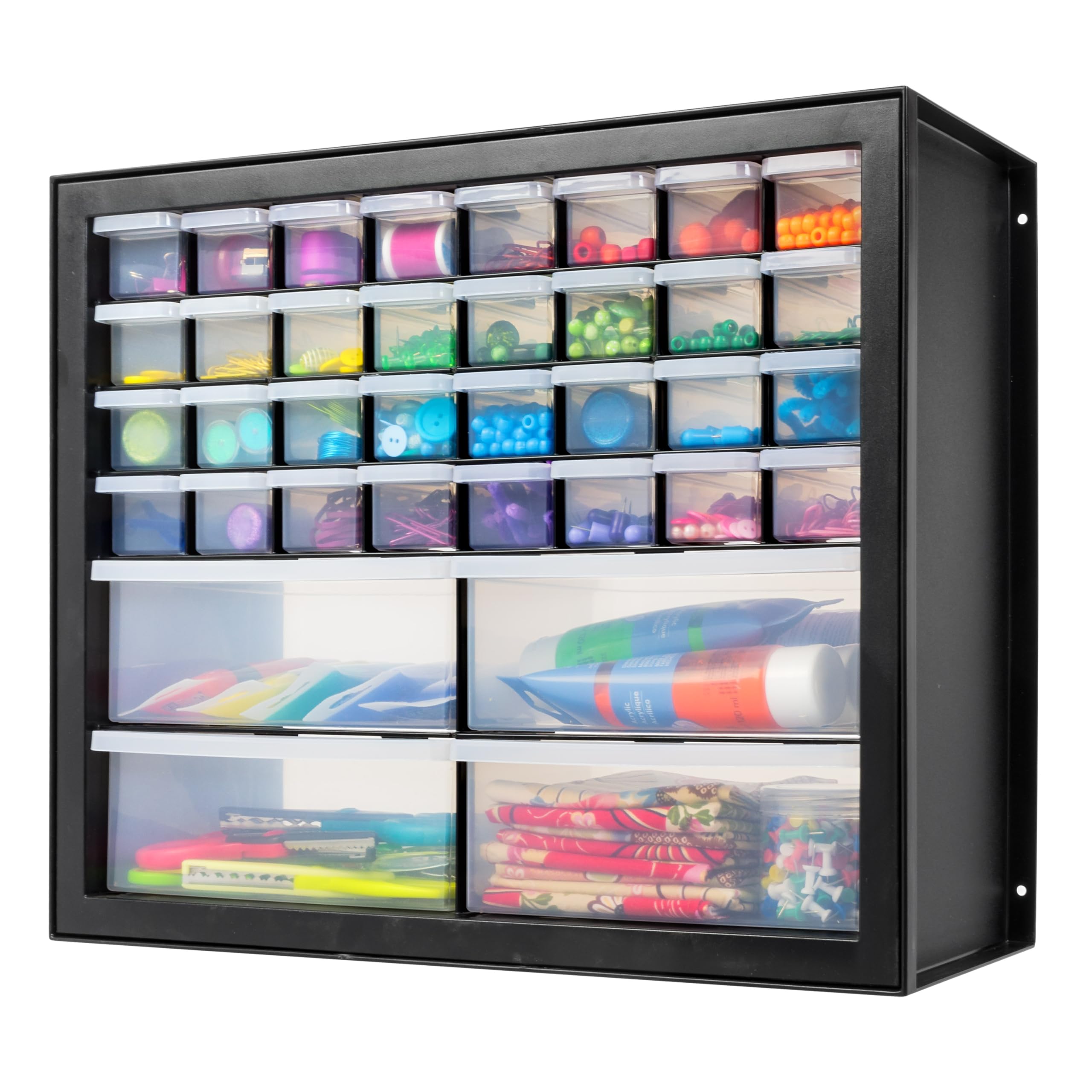 IRIS USA 36-Drawer Screw and Hardware Organizer Cabinet - Plastic Storage for Nuts, Bolts, Crafts, Small Parts & Tools - Perfect for Workshop, Garage, DIY Projects & Hobby Organization (Black)
