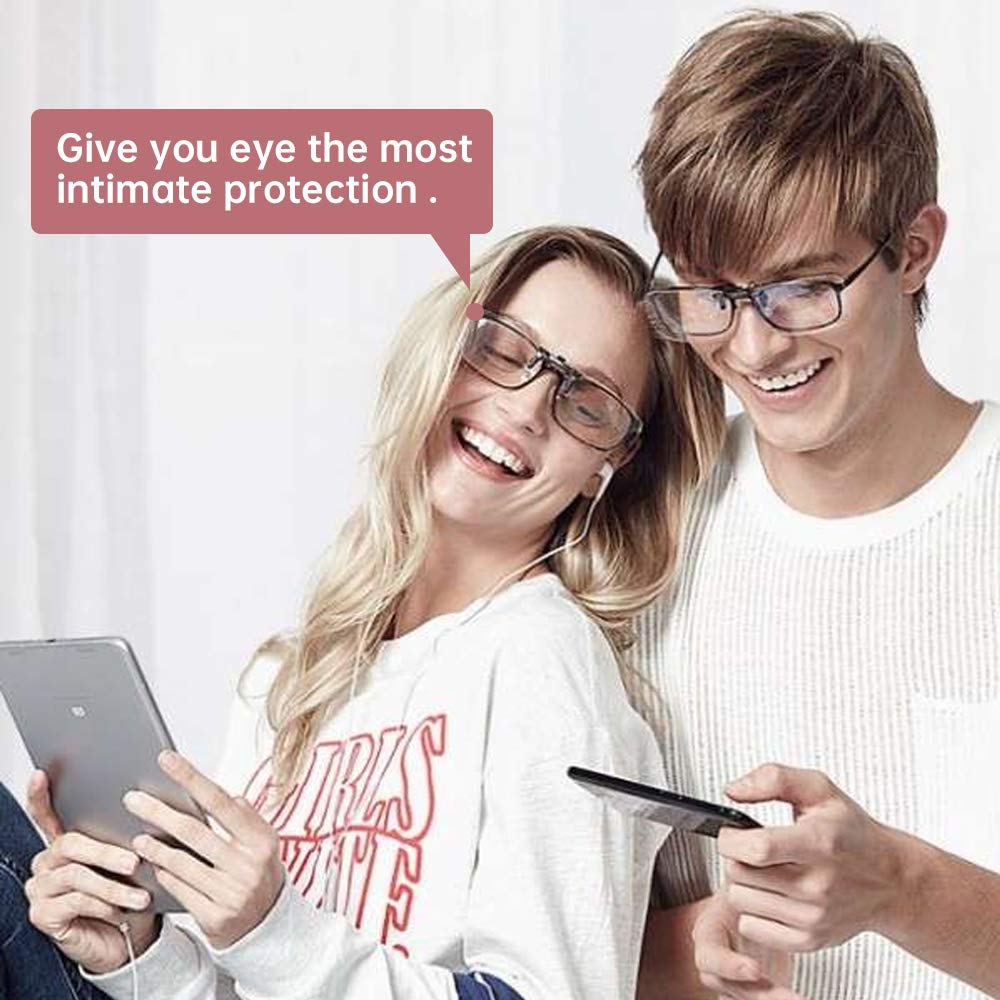 Blue Light Blocking Clip On Reading Glasses - Flip Up Magnifying Lenses for Men & Women (2.00 Strength, Clear) - Perfect for Computer Work, Reading & Screen Time Protection