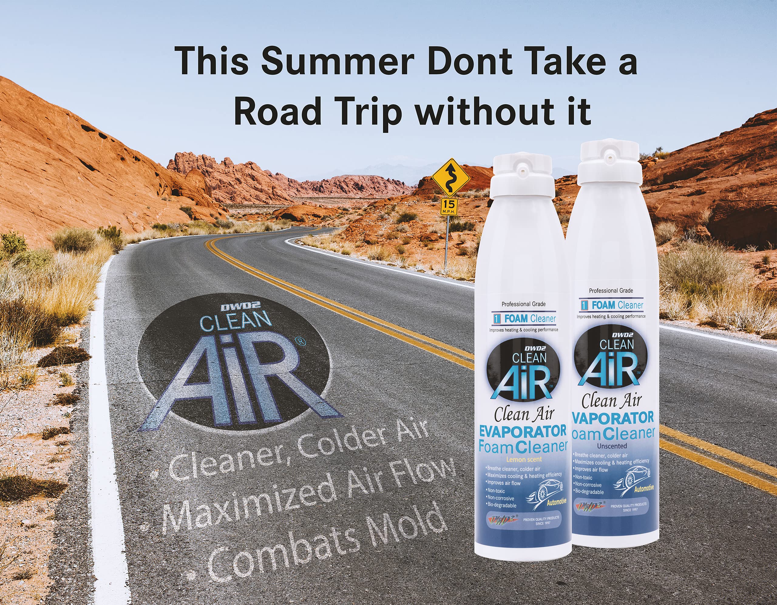 Clean AIR® Premium Foaming Automotive Evaporator Coil Cleaner (Lemon Scent) - 8oz AC System Cleaner for Cars & Trucks | Removes Odors & Improves Cooling | Ideal for Summer Driving & Regular AC Maintenance