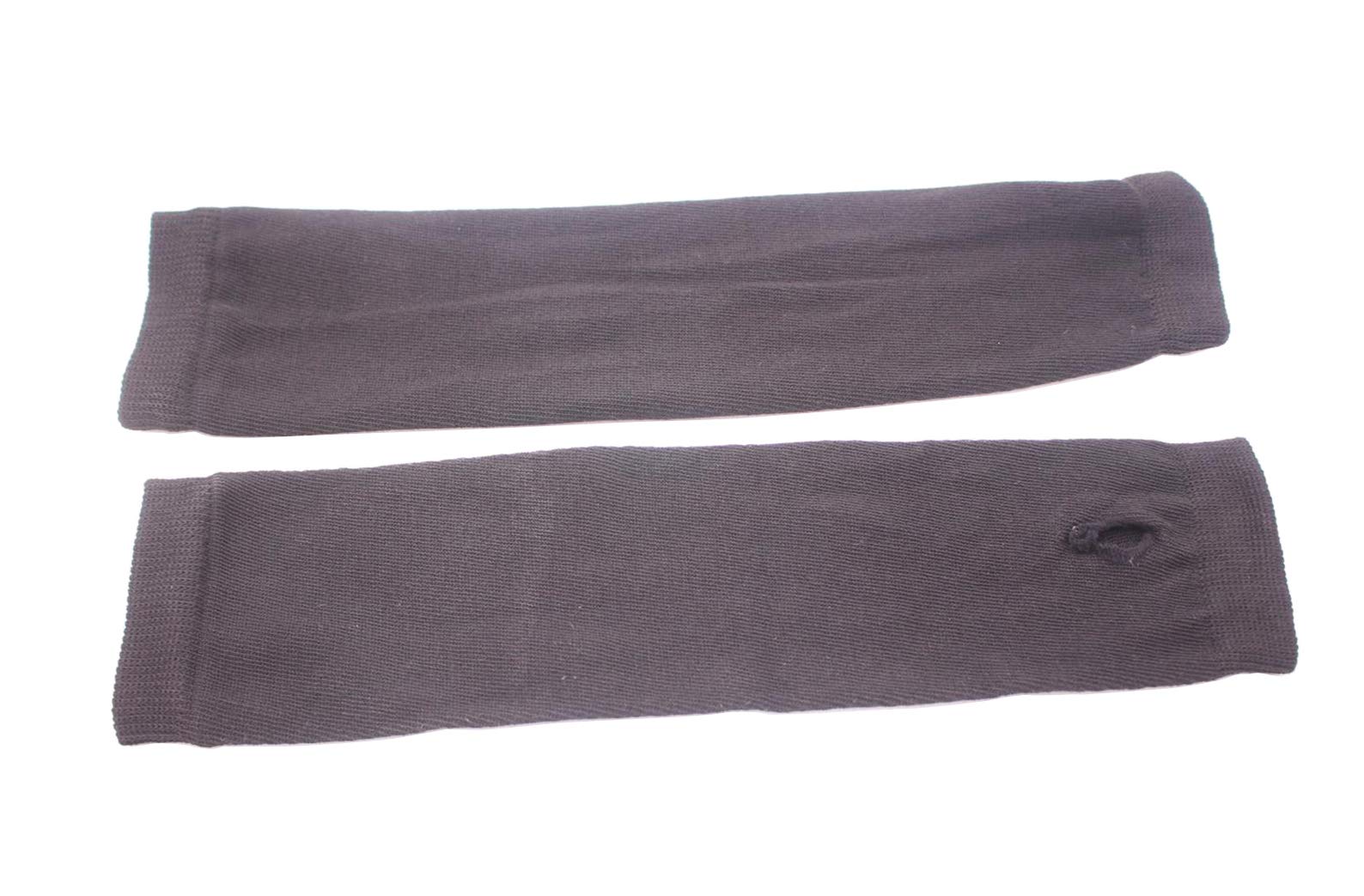 Fingerless Elastic Arm Sleeves for Women - Winter Warm Fleece Lined Arm Covers in Light Grey - Perfect for Office, Driving & Outdoor Activities
