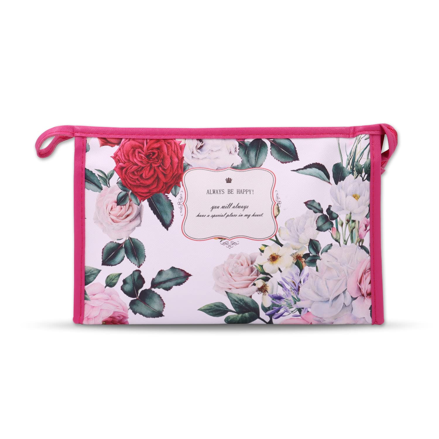 **Ayaha PU Floral Print Makeup Pouch for Women – Stylish Cosmetic Bag for Travel & Daily Use | Waterproof Toiletry Organizer | Perfect for Makeup Brushes, Lipsticks & Skincare Essentials**    *(Use Cases: Ideal for travel, gym, daily makeup storage, or as a stylish gift for women.)*
