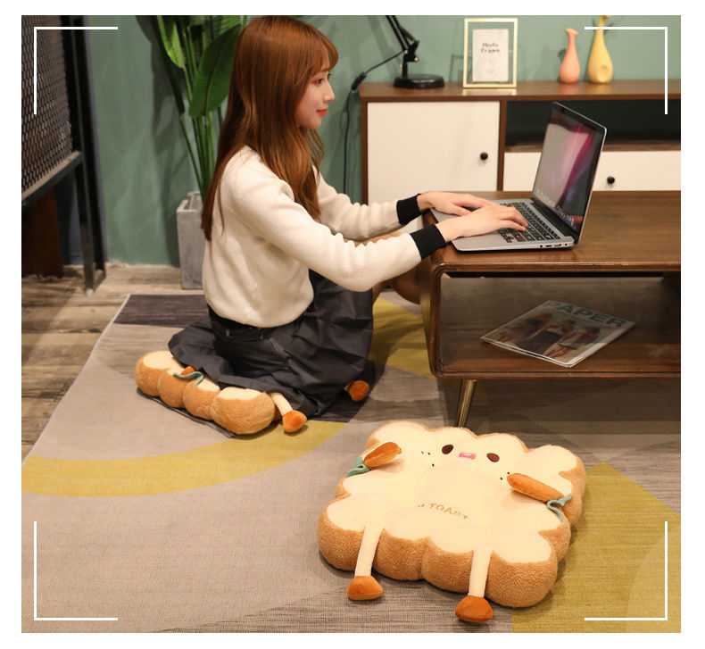 Simulated Bread Toast Chair Cushion - Soft Memory Foam Seat Pillow for Home & Office - Comfortable Food-Shaped Cushion for Sofa, Car, Gaming Chair