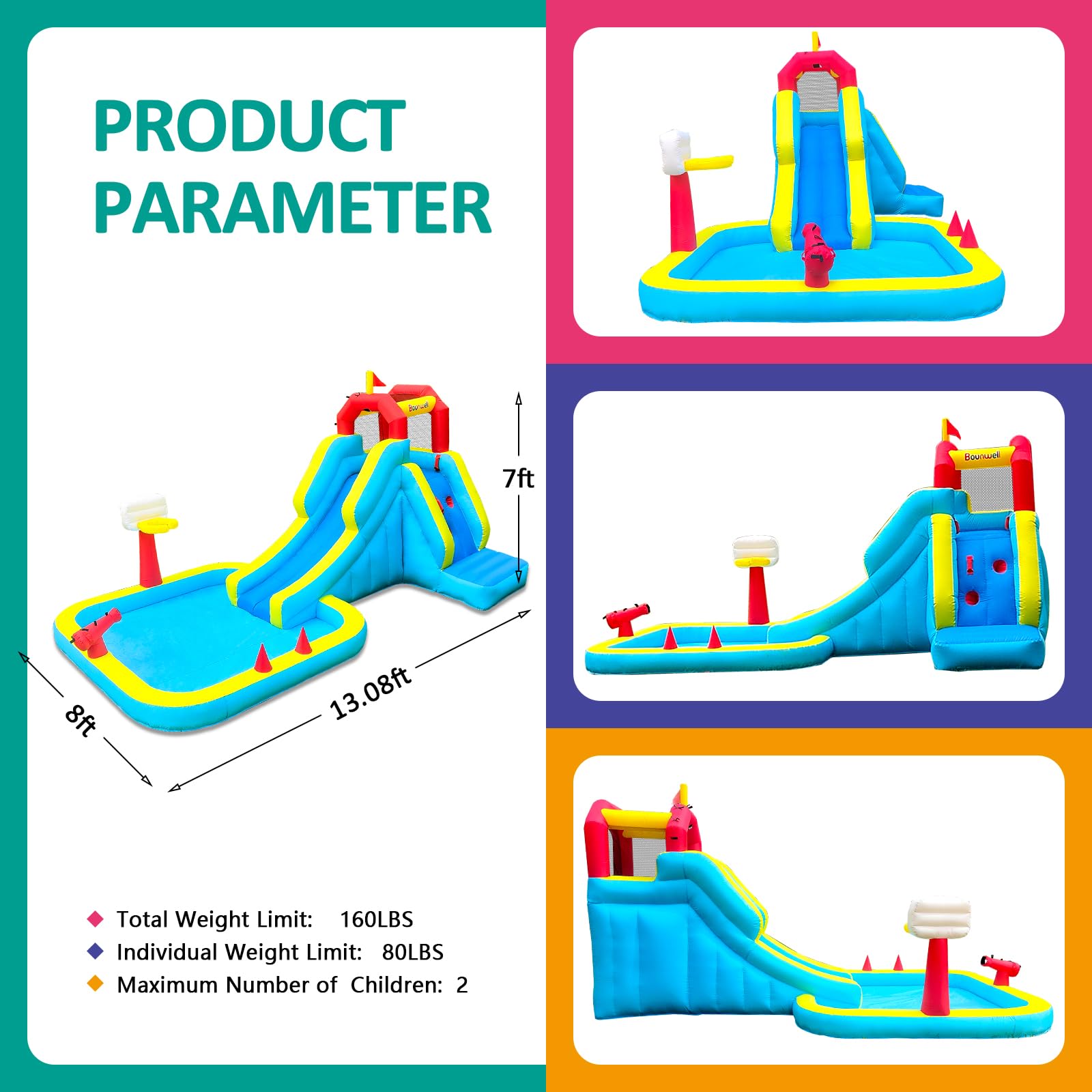 **Best Inflatable Water Slide for Kids - Blow Up Water Slide with Climbing Wall, Basketball Hoop, Water Cannon & Splash Pool - Fun Outdoor Backyard Summer Activity for Parties & Family Gatherings**