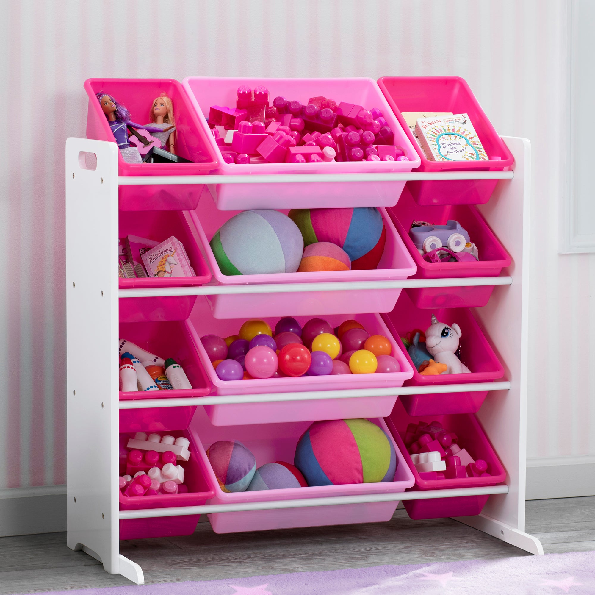 12-Bin Kids Toy Storage Organizer - Plastic Toy Box Organizer with Removable Bins for Playroom, Bedroom & Nursery Organization