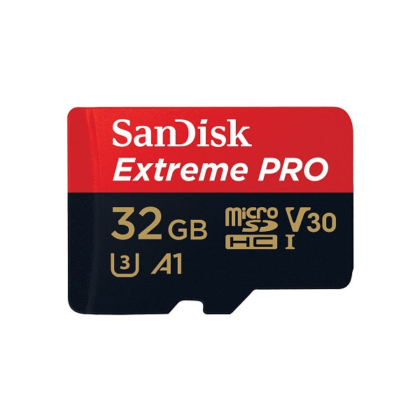 SanDisk Extreme Pro MicroSD Card 32GB - V30, U3, C10, A1, UHS-I, 100MB/s Read, 90MB/s Write - Includes SD Adapter - Perfect for 4K Video, Action Cameras, Drones & Gaming Consoles