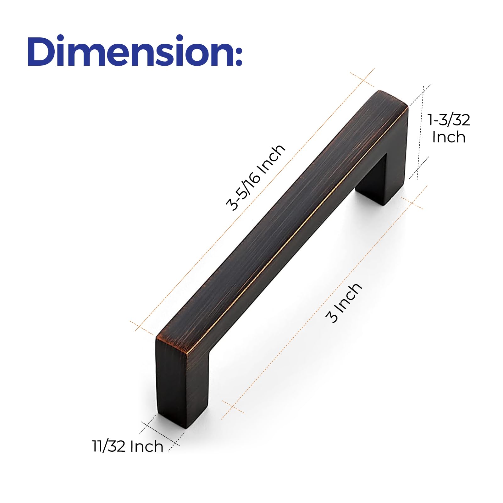 10 Pack Solid 3 Inch Center to Center Slim Square Bar Drawer Handles - Oil-Rubbed Bronze Cabinet Pulls for Kitchen, Bathroom & Furniture (Modern Hardware Upgrade)