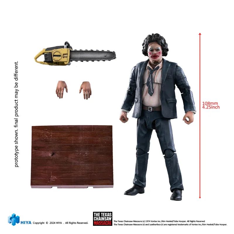 Pre Order 1/18 HIYA 4-Inch Leatherface Action Figure - Texas Chainsaw Massacre 1974 Collector's Edition with Pretty Woman Mask | Horror Movie Collectible, Display for Home Office & Halloween Decor