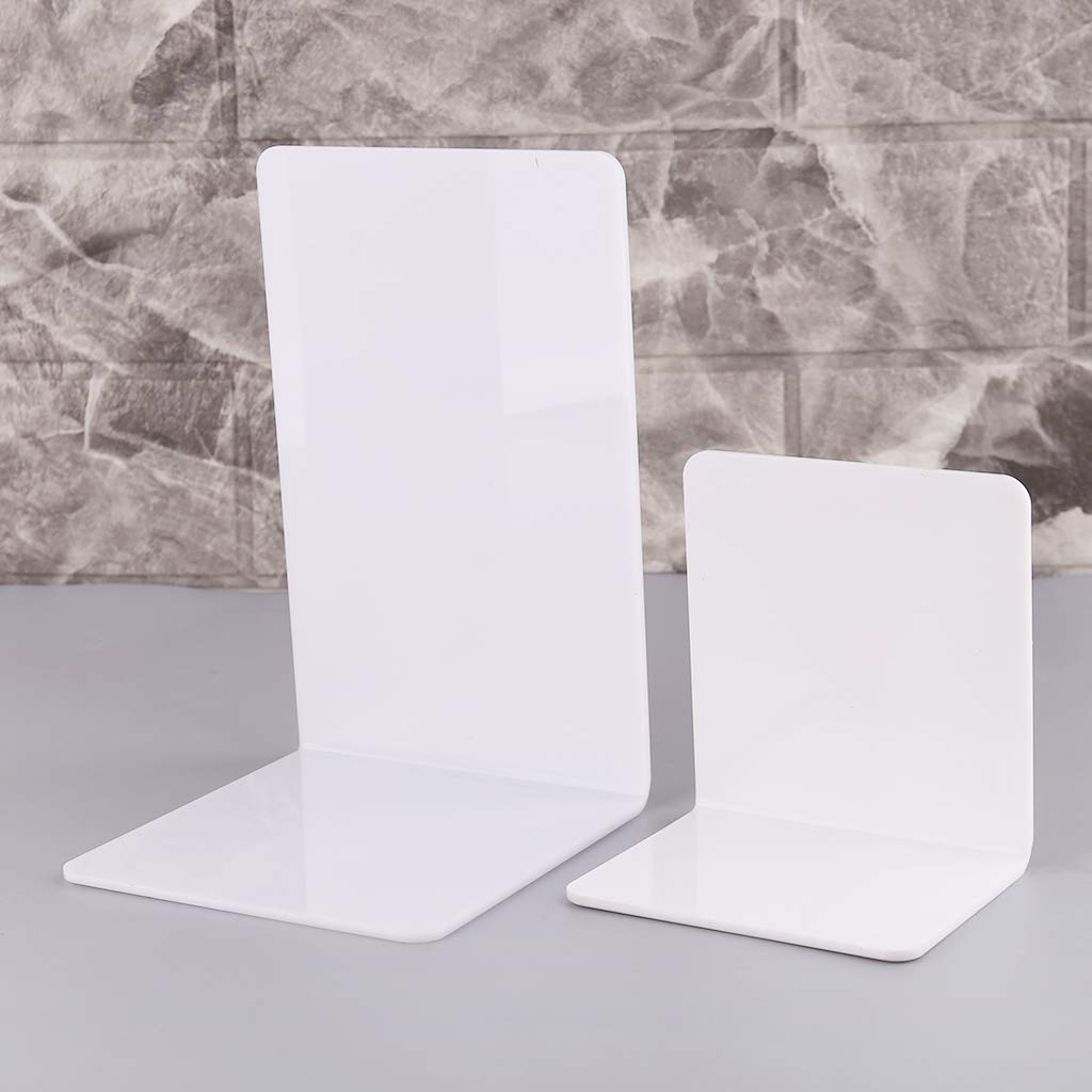 2Pcs Clear Acrylic Bookends - Heavy Duty L-Shaped Desk Organizer & Book Holder, Non-Skid Book Support for Office, Home, Library (2 Size Options) - Perfect for Shelves, Desks and Bookcase Organization