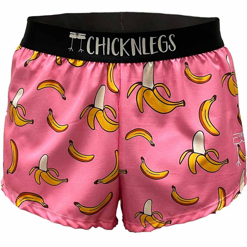 **Men's Pink Bananas 2 Split Running Shorts - Lightweight & Breathable for Gym, Workout & Outdoor Sports**