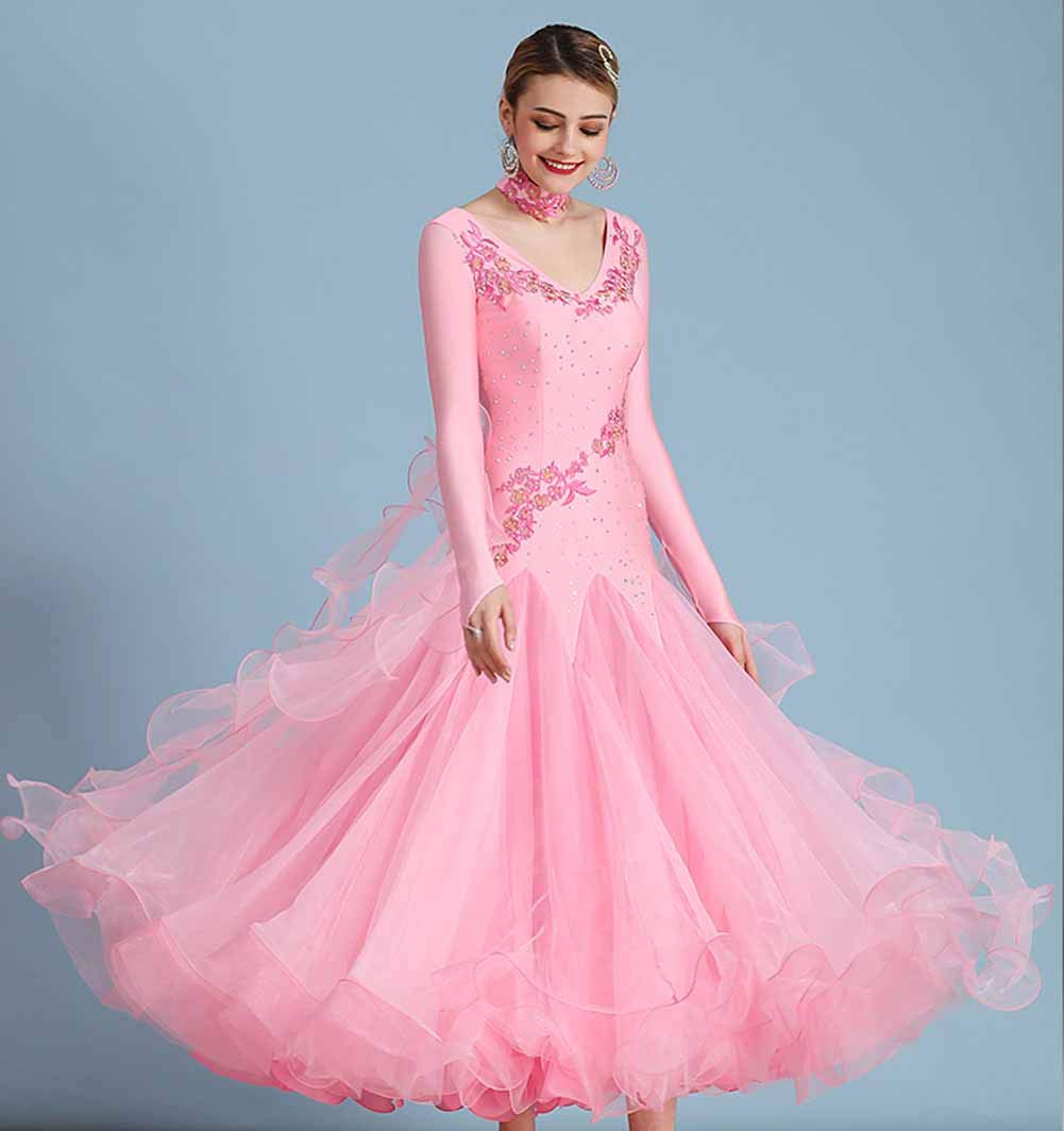 Elegant Ballroom Dance Dresses for Women - Smooth Waltz & Tango Performance Outfit with Long Sleeves | Perfect for Swing Dancing, Competitions & Social Events | Professional Latin & Standard Dancewear for Weddings & Performances