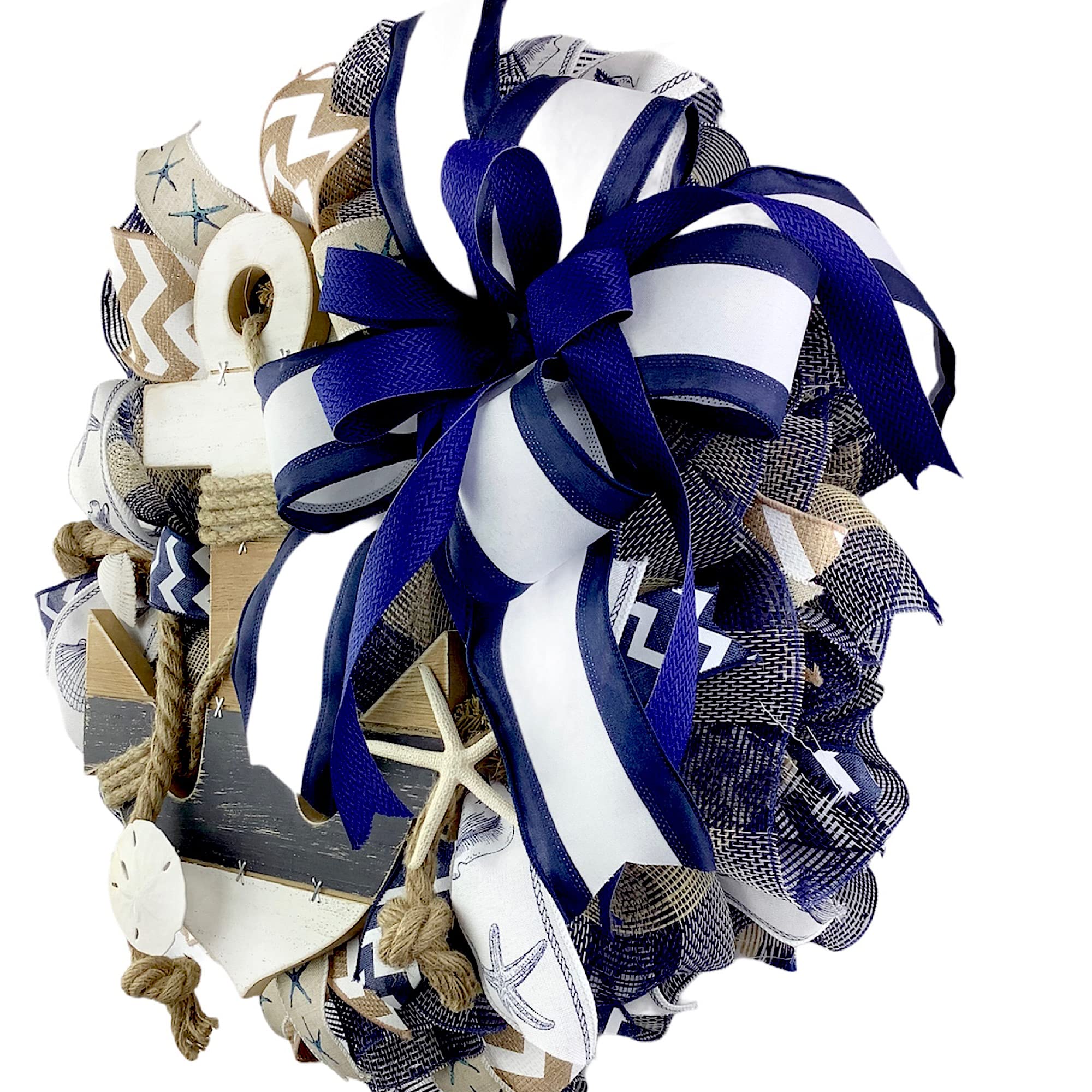 Handmade Artisan Anchor Nautical Wreath - Coastal Beach Decor by Paradise Wreath Boutique | Perfect for Seaside Homes, Beach Weddings & Nautical Themed Parties