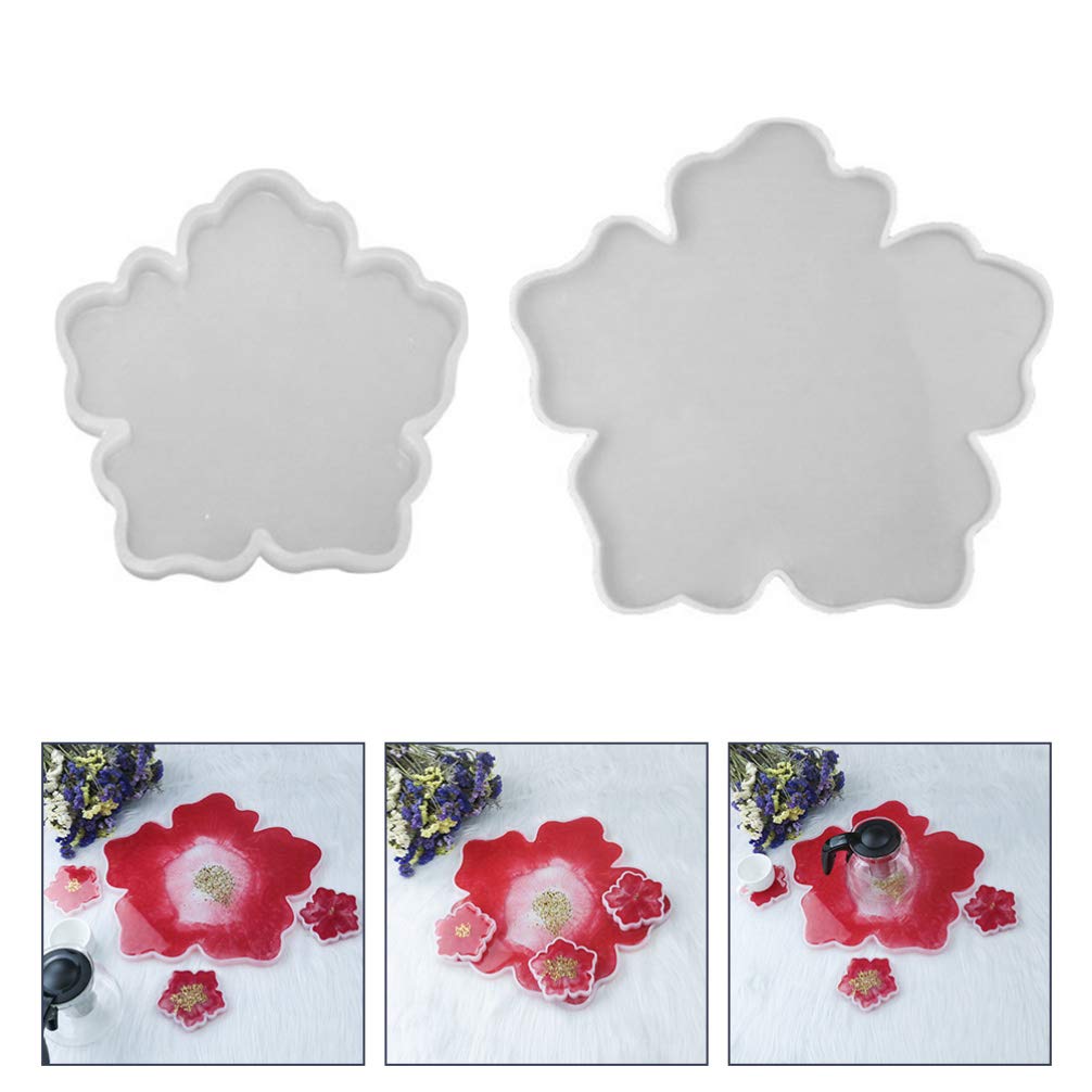Hemoton 2-Piece Large Silicone Resin Coaster Molds for DIY Epoxy Casting - Perfect for Making Faux Agate Slice Coasters, Resin Trays, and Unique Home Decor Crafts (Great for Gifts, Table Settings, and Party Decorations)