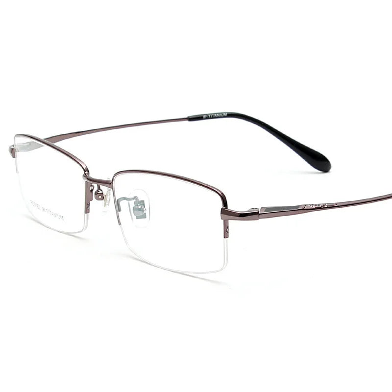 Brightzone Unisex Semi-Rim Square Titanium Eyeglasses 71201 - Lightweight Durable Frame for Work, Reading & Fashion | Blue Light Blocking Glasses for Computer Use & Daily Wear