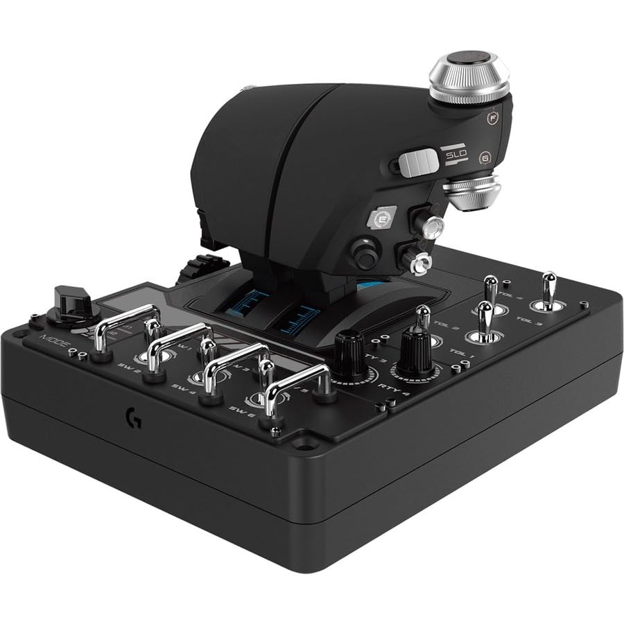 Logitech G X56 H.O.T.A.S Flight Simulator Controller - Throttle & Joystick Combo with 189 Programmable Controls, 4 Spring Options, RGB Lighting, Dual USB for PC (Black) - Perfect for Flight Simulation Games & Professional Pilot Training