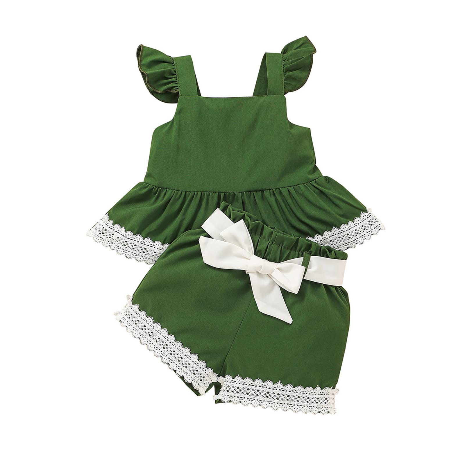 Lace Tops & Ruched Shorts Outfits for Girls - Toddler Princess Baby Clothes Set Size 14-16 | Perfect for Playdates, Birthday Parties & Summer Outfits