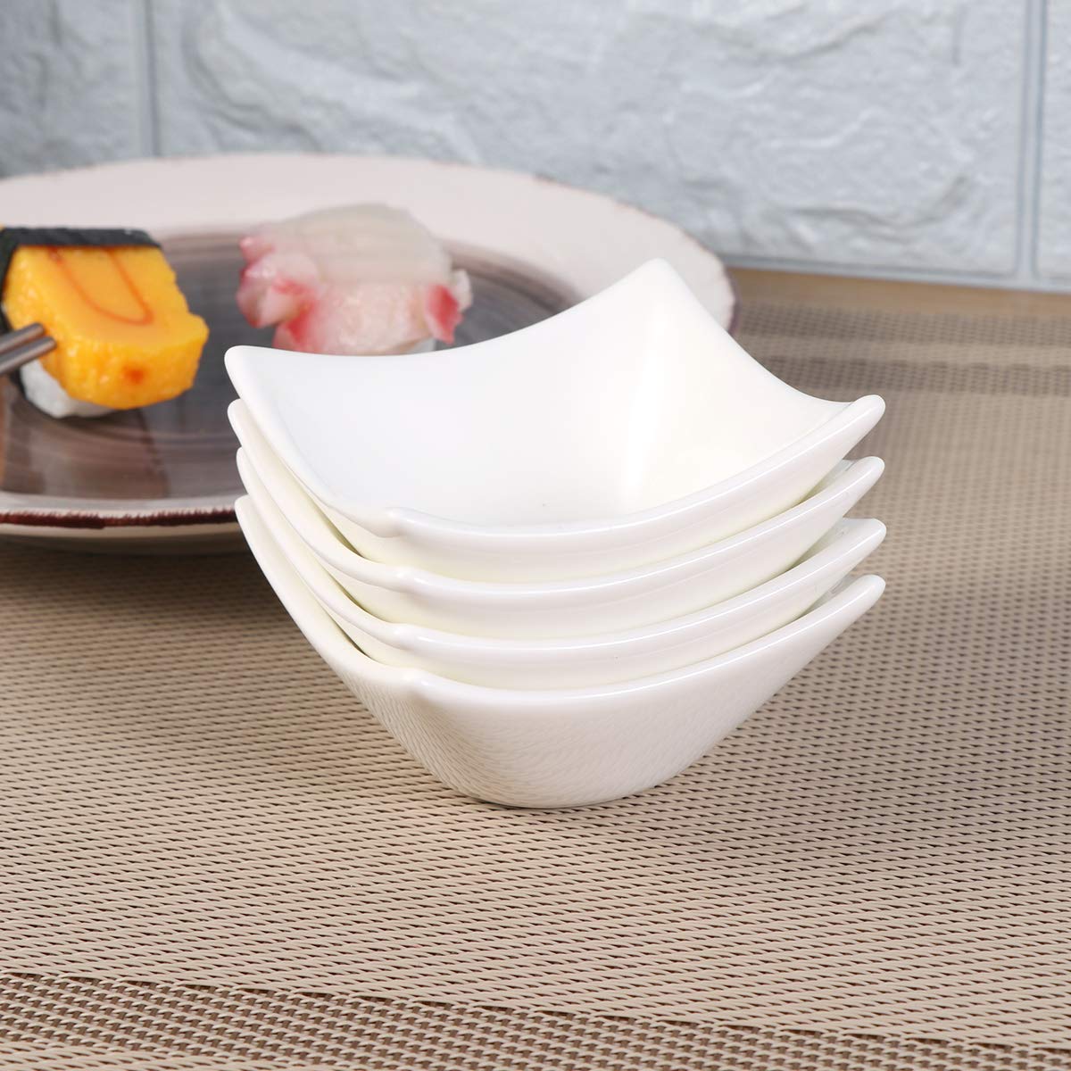 DOITOOL 2-Piece Ceramic Snack Bowls with 4 Corners - Perfect for Dips, Sauces, Nuts & Small Snacks - Ideal for Parties, Charcuterie Boards & Entertaining