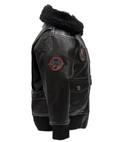 Top Gun® Kids Vegan Leather Aviator Jacket - Stylish & Comfortable Flight-Inspired Jacket for Boys & Girls - Perfect for Halloween Costumes, Cosplay, and Everyday Wear