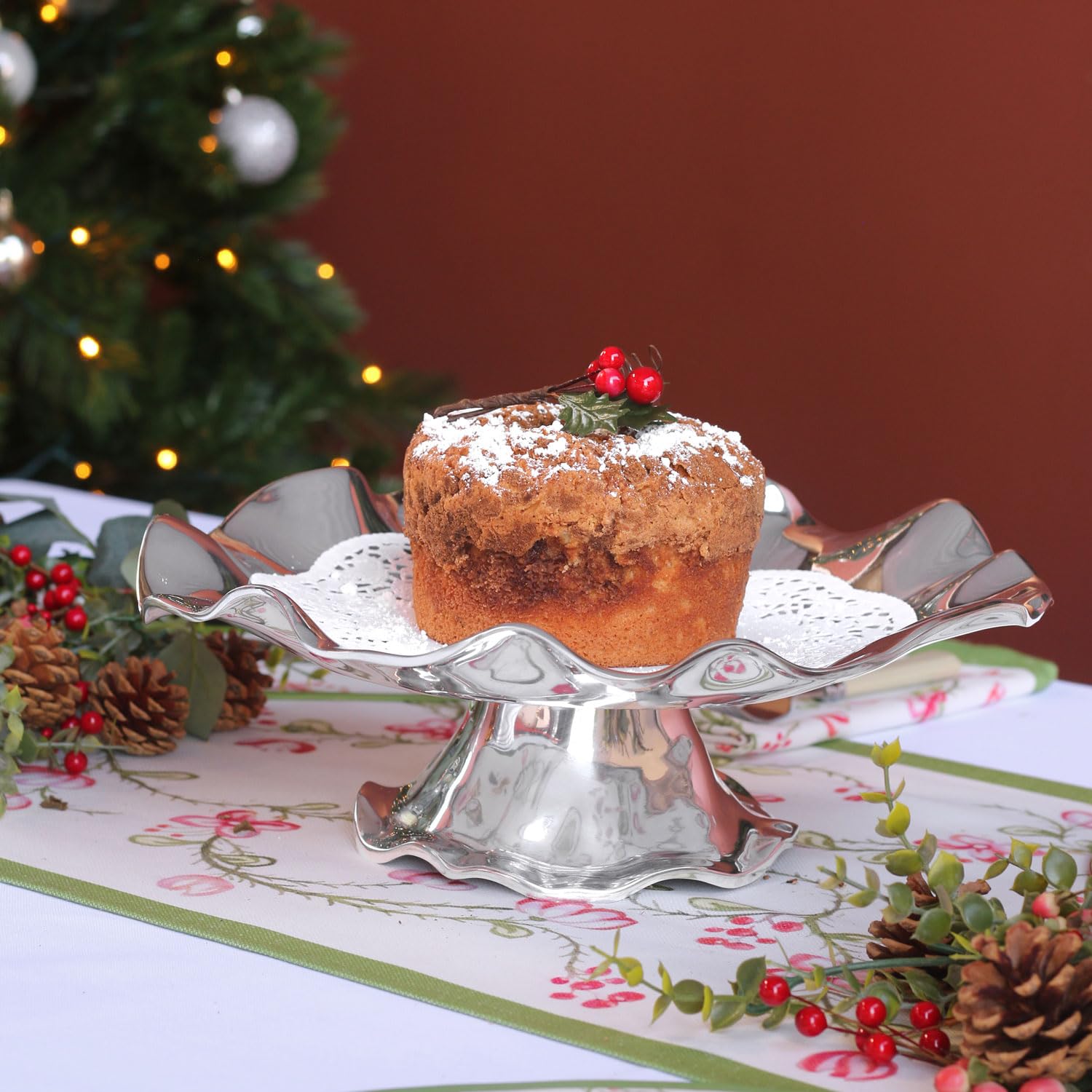 Beatriz Ball PEDESTAL Vento Lola Round Serving Platter - Elegant Glass Appetizer Tray for Parties, Weddings & Entertaining