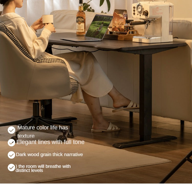 Black Walnut Solid Wood Electric Standing Desk - Adjustable Height Office Desk for Home & Workspace - Perfect for Remote Work, Gaming, and Ergonomic Comfort