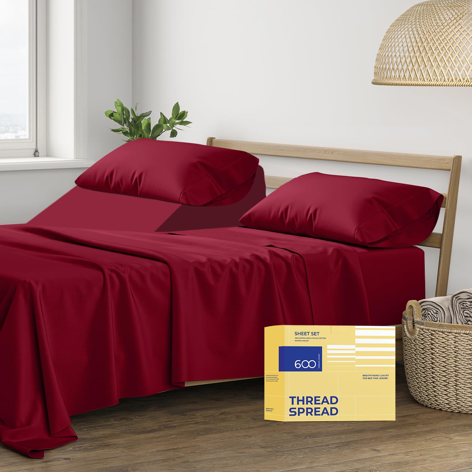 Premium 600 Thread Count 100% Egyptian Cotton Split King Sheet Set - 5 PC Cooling Bed Sheets with 16
