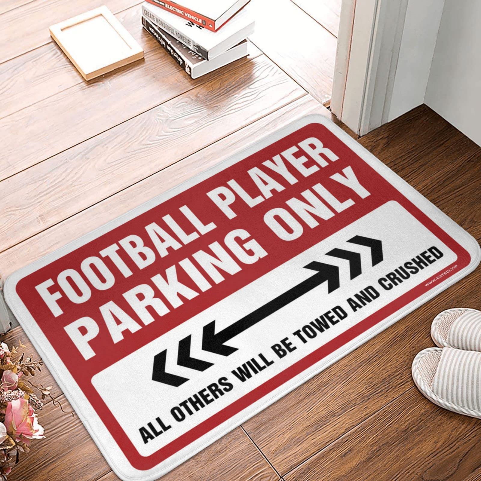 ADWD Boys Room Decor - Football Player Parking Only Rug for Teen Bedroom, Game Room, or Man Cave - 65x90cm Non-Slip Carpet - Perfect for Sports Fans & Home Decor Gifts