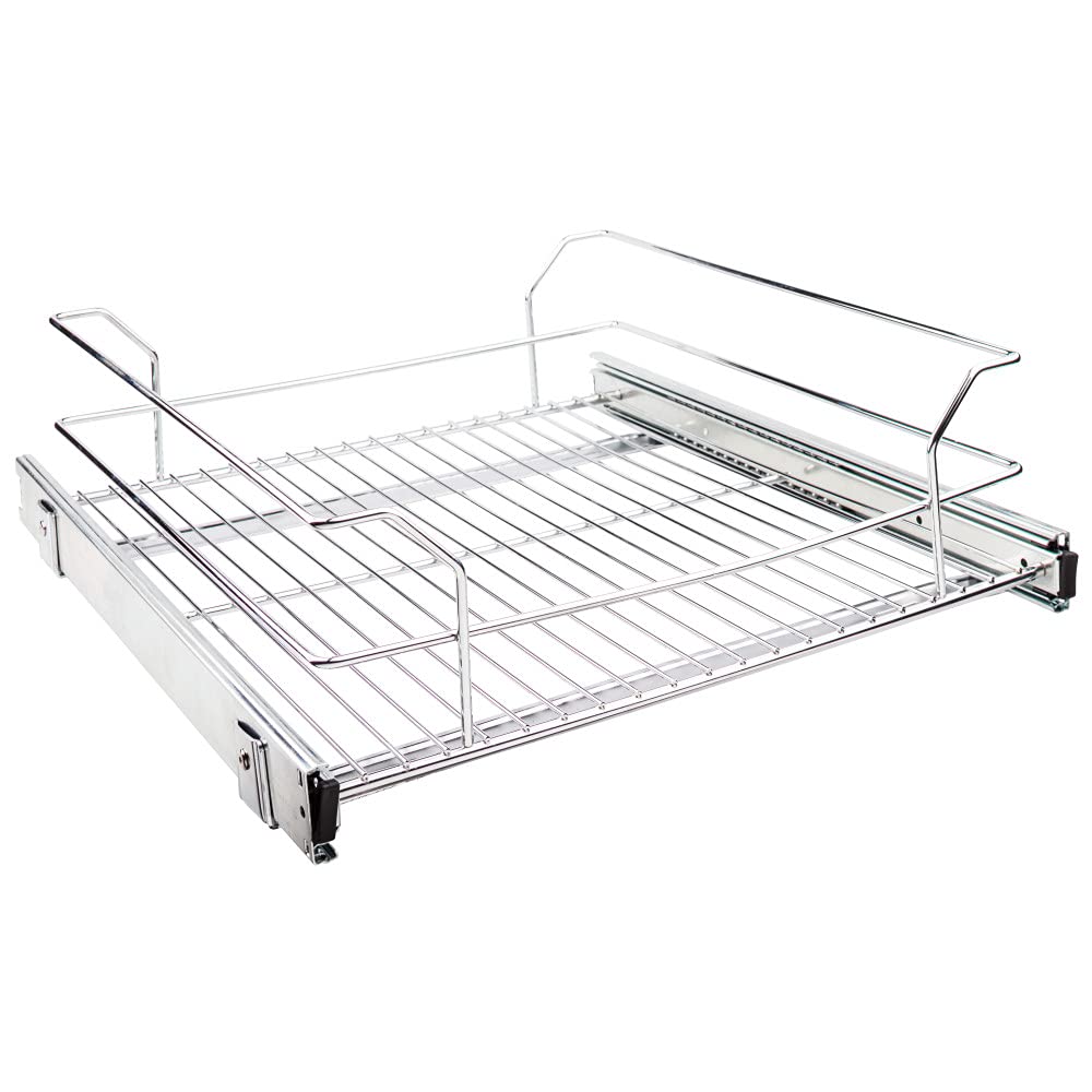 MBPO21-R Single Sliding Pullout Wire Basket Organizer for Kitchen Cabinets - 18