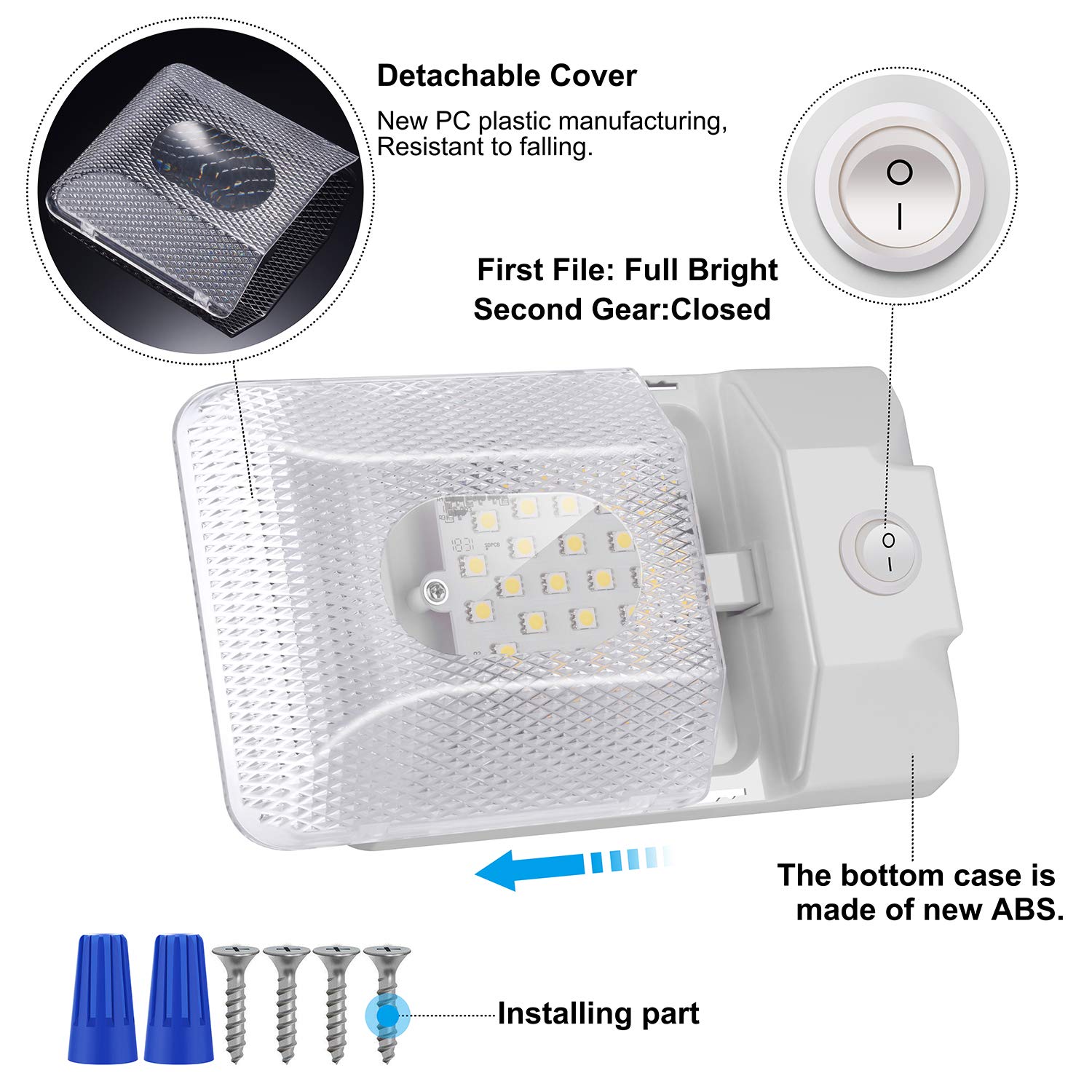 2 Pack 12V LED RV Ceiling Dome Light - 300LM Super Bright RV Interior Lighting for Camper, Trailer, Boat - Natural White - Perfect for Nighttime Reading & Cabin Illumination