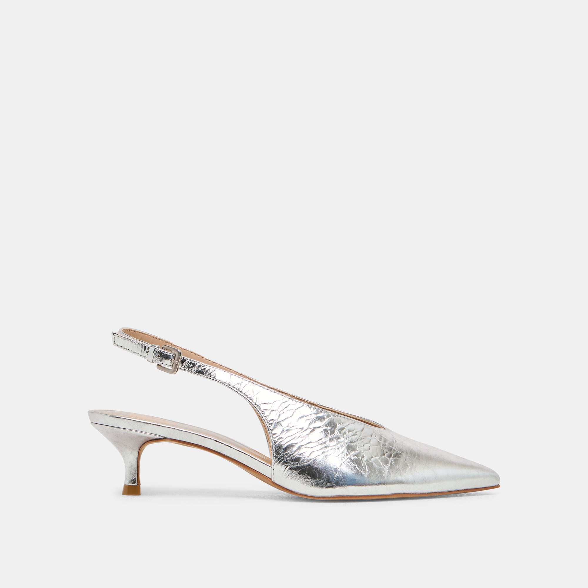 ALENNA Women's Silver Distressed Leather Heels - Elegant High Heel Pumps for Party, Wedding & Evening Wear