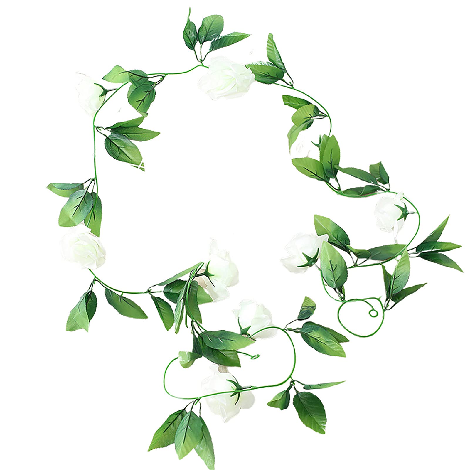 Artificial Silk Rose Vine Garland - White Faux Flower Hanging Decor for Wedding, Home, Wall & Party Decoration | Elegant Everlasting Floral Arrangement for Indoor & Outdoor Use
