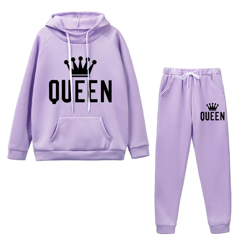 Women's Autumn Winter Hoodie & Fleece Pants 2-Piece Tracksuit Set - Cozy Casual Jogging Outfit for Running, Lounging & Streetwear Fashion