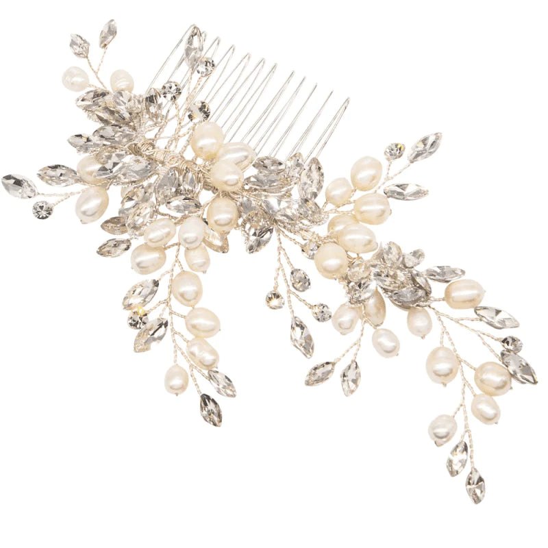 Elegant Silver Bridal Hair Comb with Crystal Headdress - Perfect for Weddings, Prom, and Formal Events (Style #9797)