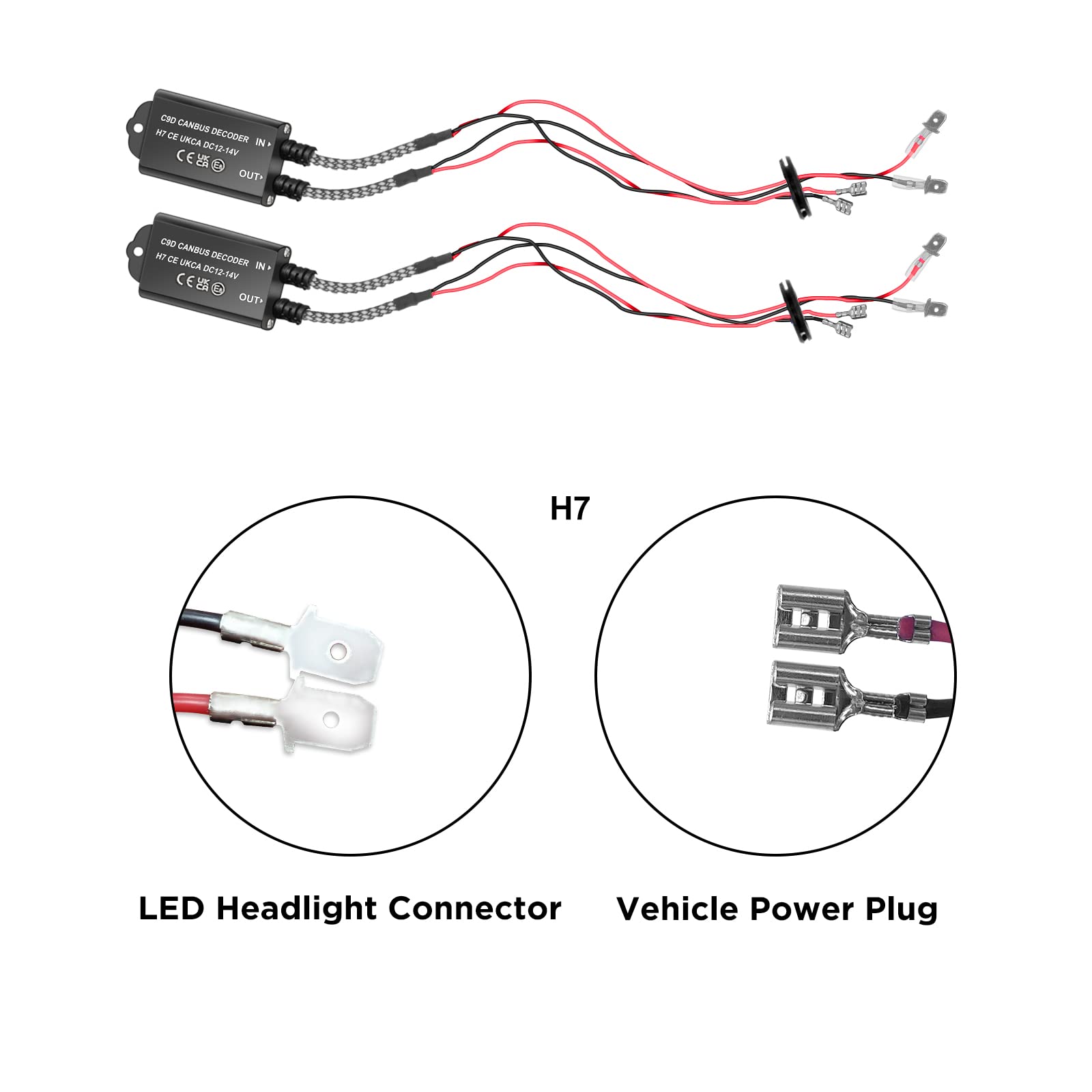 H7 LED Headlight Decoders - Error-Free Canbus Resistors & Anti-Flicker Kit for LED Bulbs (2PCS) - Perfect for Headlights, DRL & Fog Lights - Eliminates Flickering & Warning Lights on Cars, Trucks & SUVs