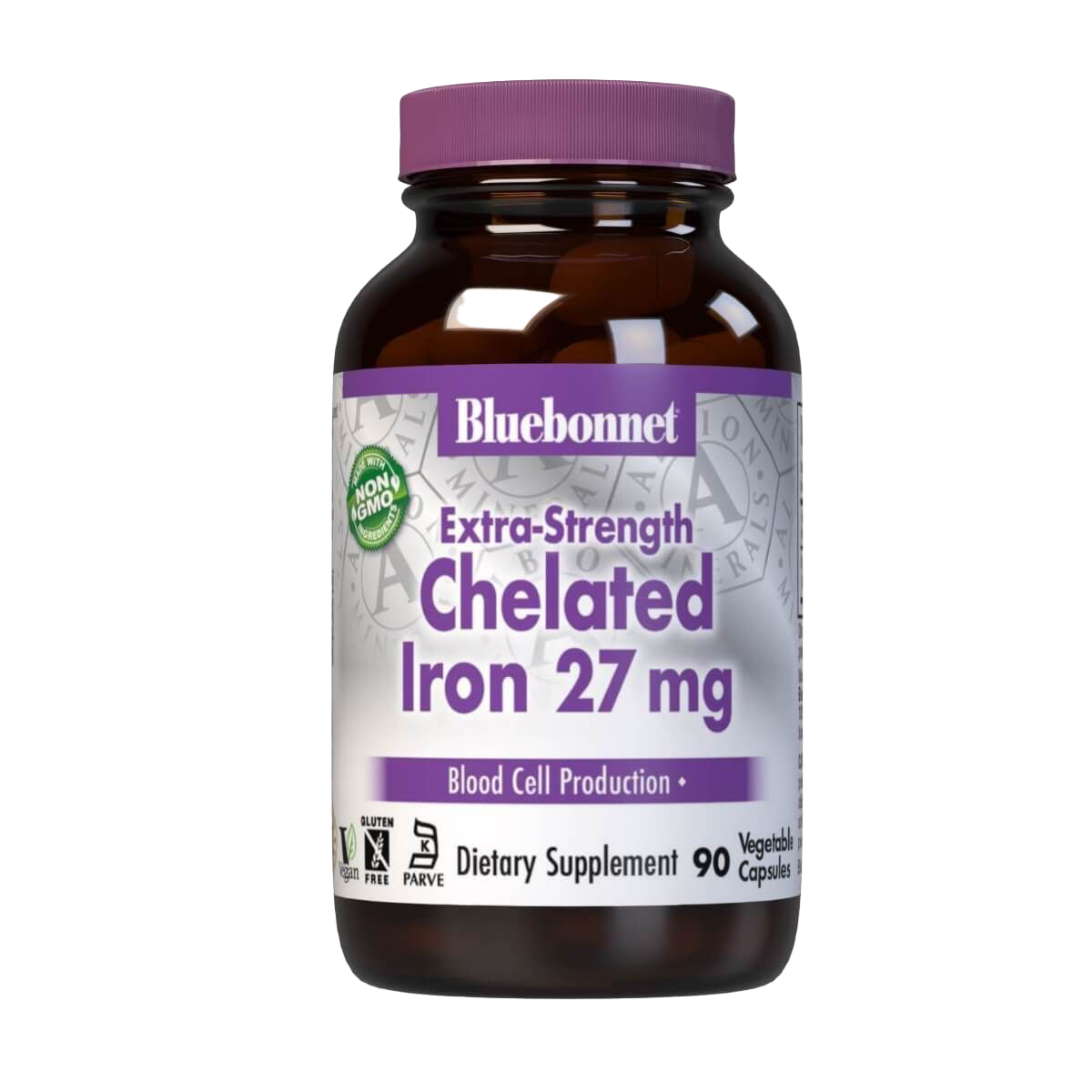 Bluebonnet Extra Strength Chelated Iron 27mg - 90 Vegetable Capsules for Iron Deficiency Support - Vegan, Gluten-Free Supplement for Energy & Vitality - Perfect for Athletes & Active Lifestyles