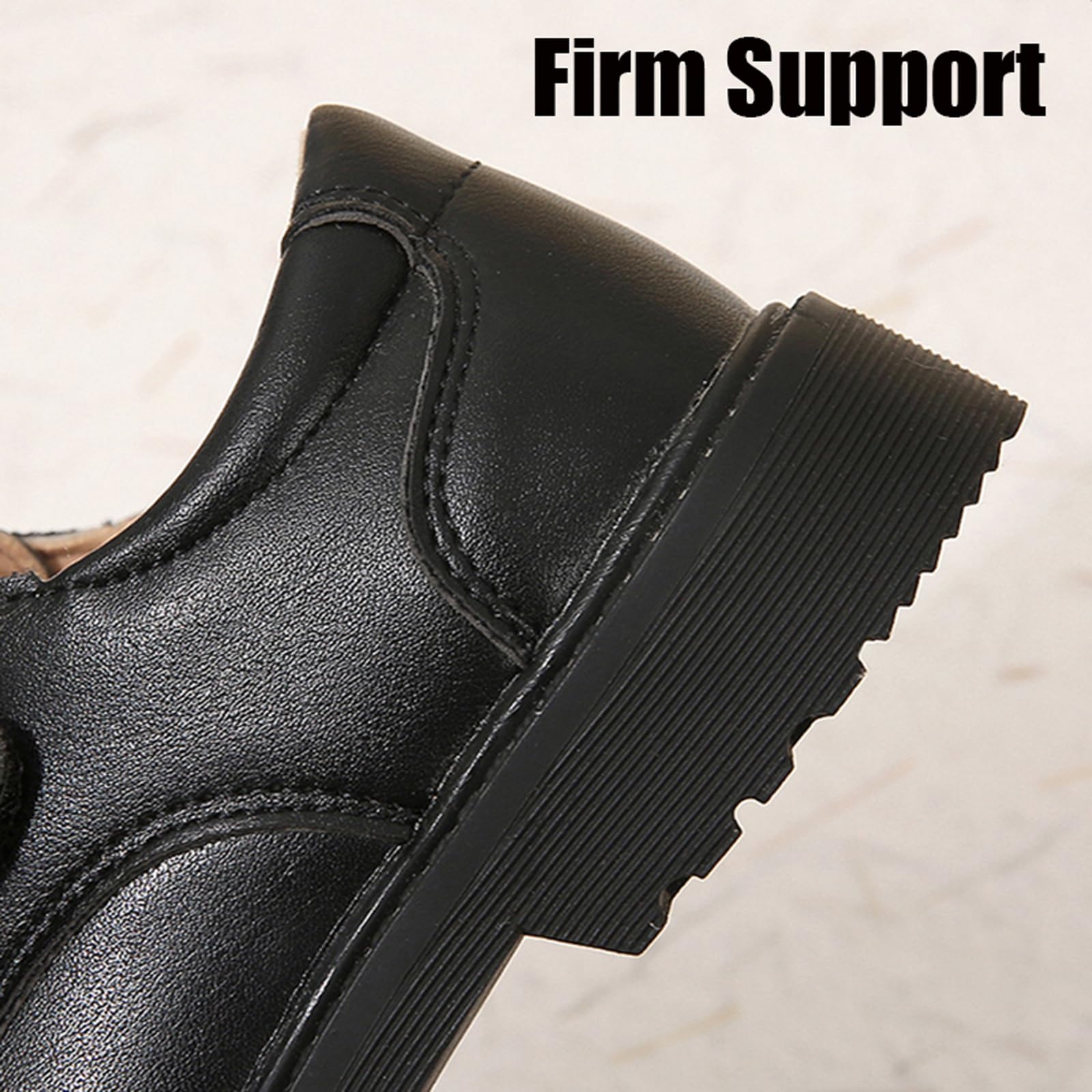 Kids Oxford School Shoes - Boys & Girls Uniform Loafers with Hook & Loop for Comfort - Black Church & Dress Shoes for School, Formal Wear & Daily Use