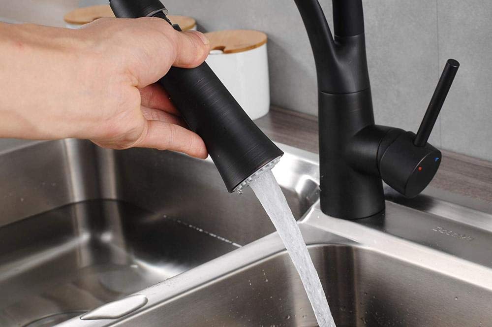 360° Rotating Brass Kitchen Sink Faucet with Pull Down Sprayer - Lead-Free Drinking Water Safe - Perfect for Washing Dishes, Filling Pots & Daily Kitchen Tasks