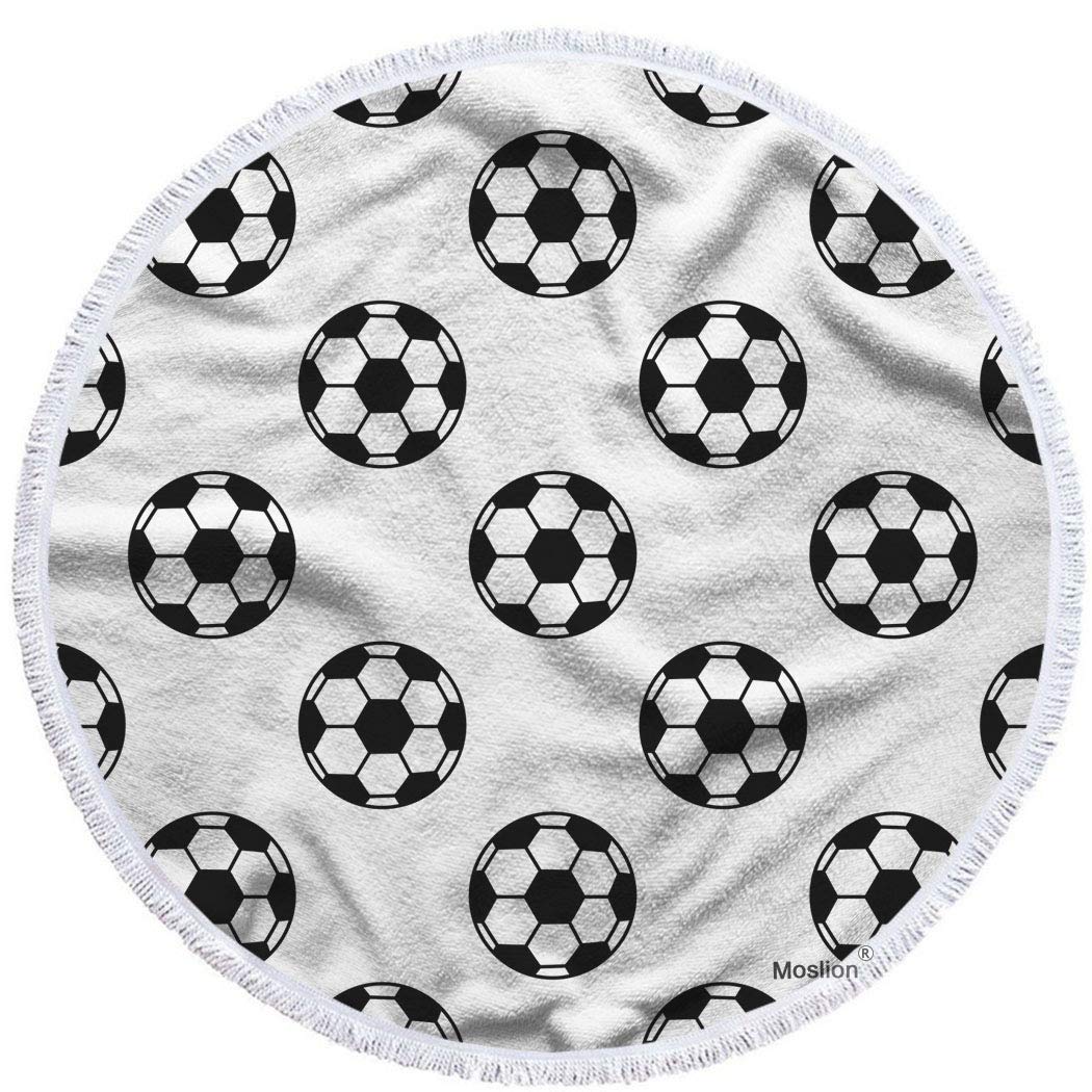 63 Inch Oversized Soccer Ball Beach Towel - Soft Microfiber Polyester for Sports, Exercise & Outdoor Activities - Perfect for Beach, Pool, Gym & Soccer Games