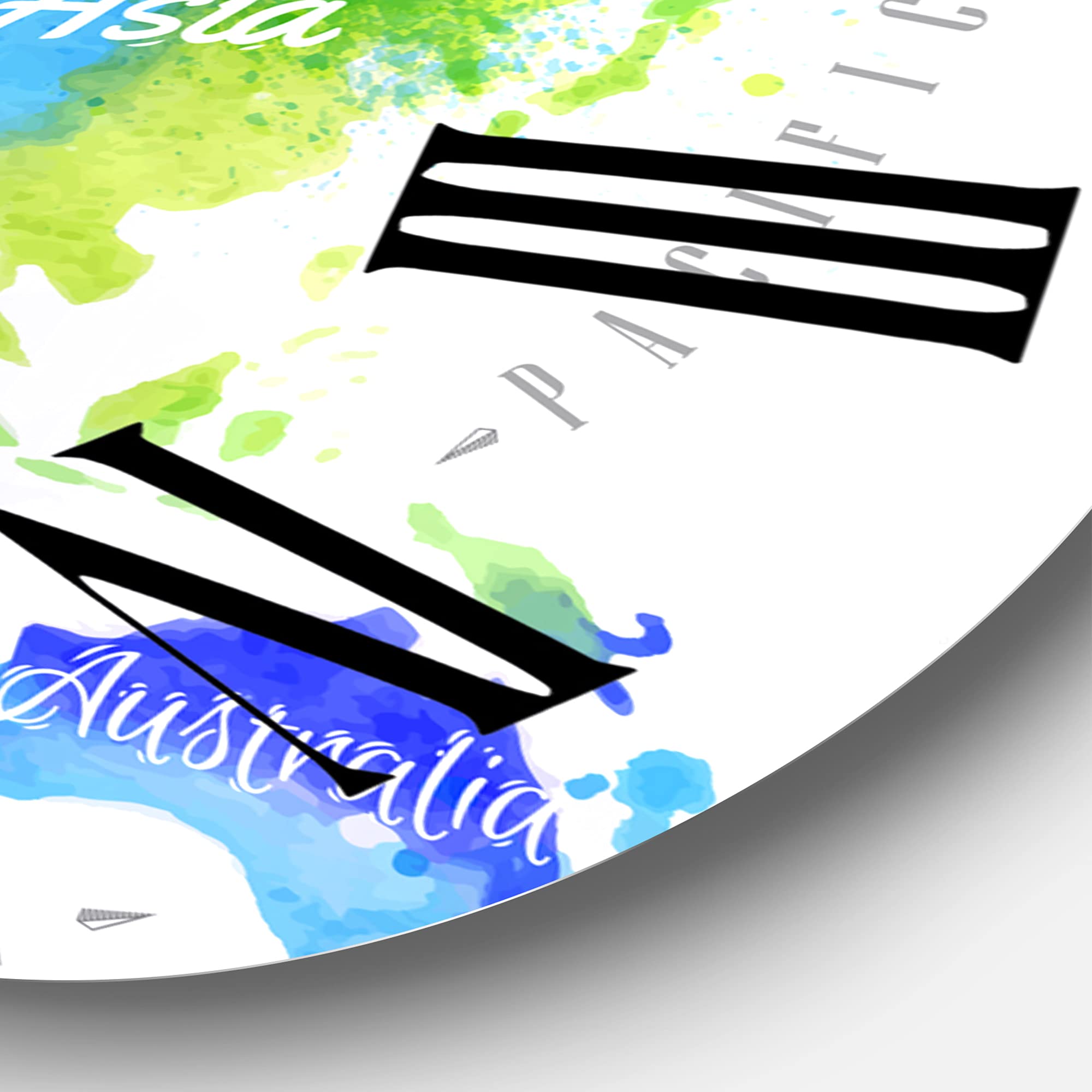 DesignQ Modern World Map Wall Clock - Large Green and Blue Decorative Clock for Living Room, Bedroom, Office | Perfect Home Decor & Unique Gift Idea