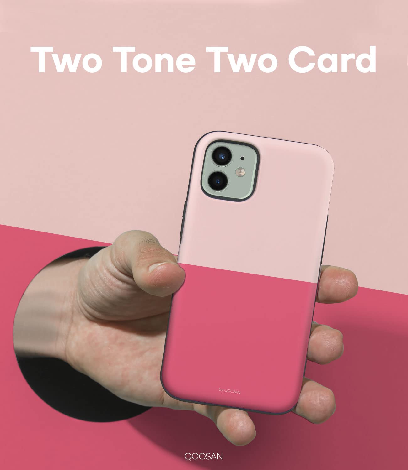 Qoosan Slim iPhone 12 Mini Case with Card Holder & Mirror - Protective Wallet Phone Cover for iPhone 12 Mini 5.4 Inch (Pink) - Perfect for Everyday Use, Travel & Hands-Free Convenience