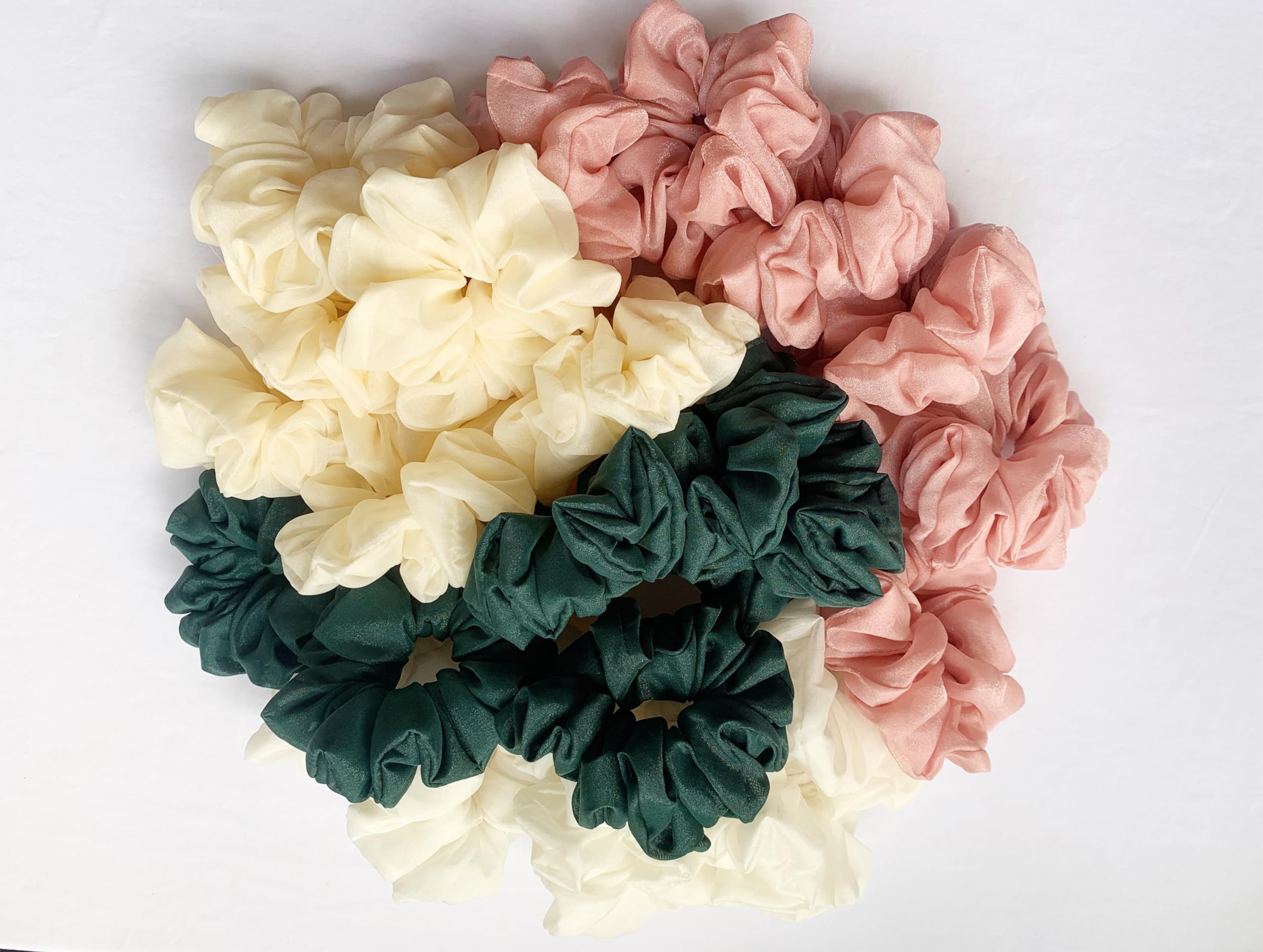 Premium Satin Scrunchies for Women - Soft Handmade Hair Ties & Hair Bands - All Season Hair Accessories (White) - Perfect for Workouts, Office & Everyday Styling