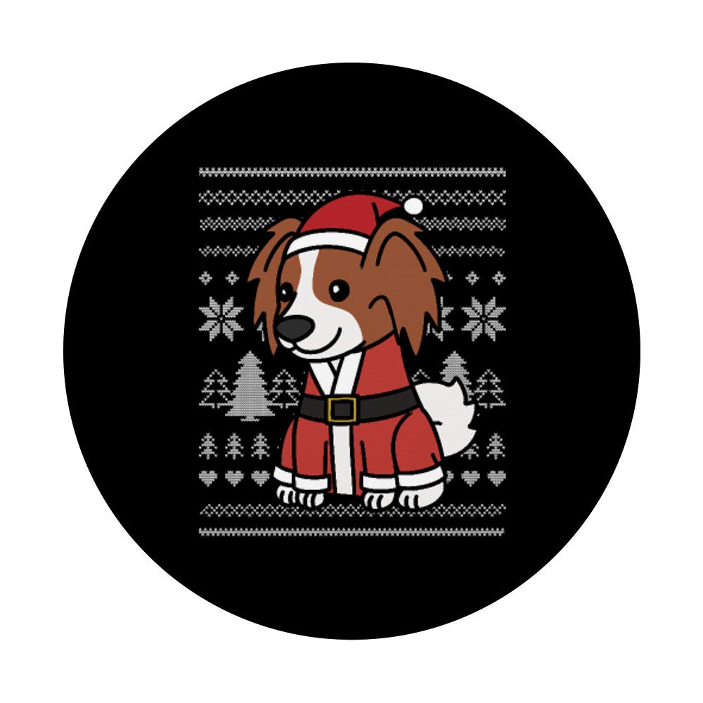 Cartoon Papillon Funny Dog Christmas Gift - PopSockets Phone Grip & Stand for iPhone, Samsung, Tablets - Perfect for Holiday Gifts, Pet Lovers & Daily Phone Use