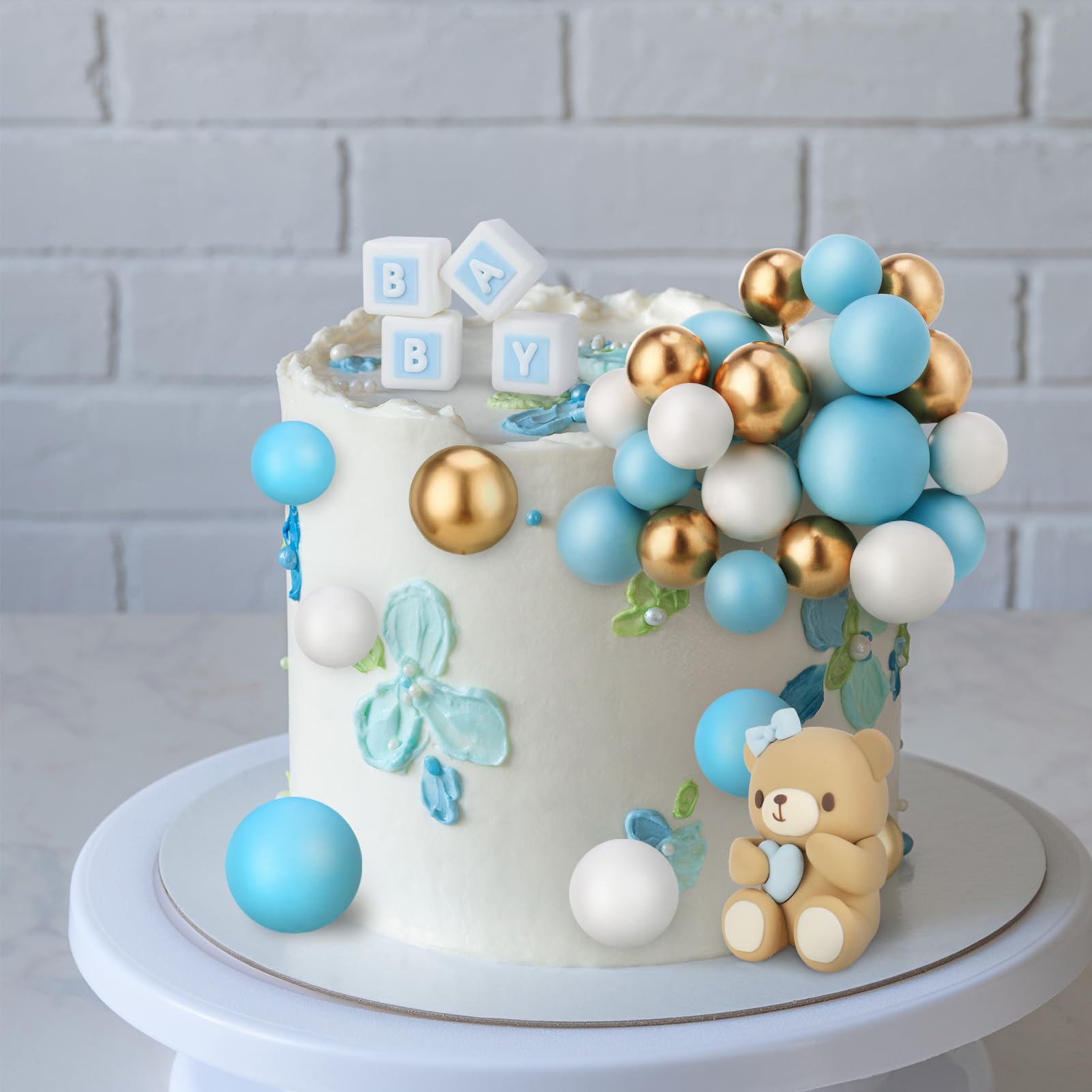 26Pcs Mini Teddy Bear Cake Toppers - Edible Cake Decorations for Baby Shower, Birthday, Christening & Wedding - Perfect for Cupcakes, Centerpieces & Letter Cakes