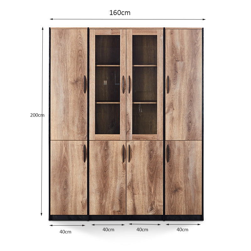 REGGIE 160cm Display Unit - Warm Oak & Black Finish for Living Room, Bedroom, or Office Storage