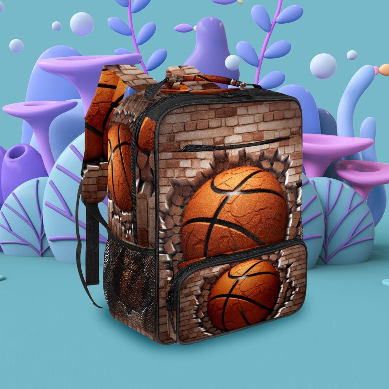 Premium Travel & Work Backpack - Durable Ball Basketball Wall Texture Design - Perfect for Business Trips, Gym, School & Outdoor Adventures