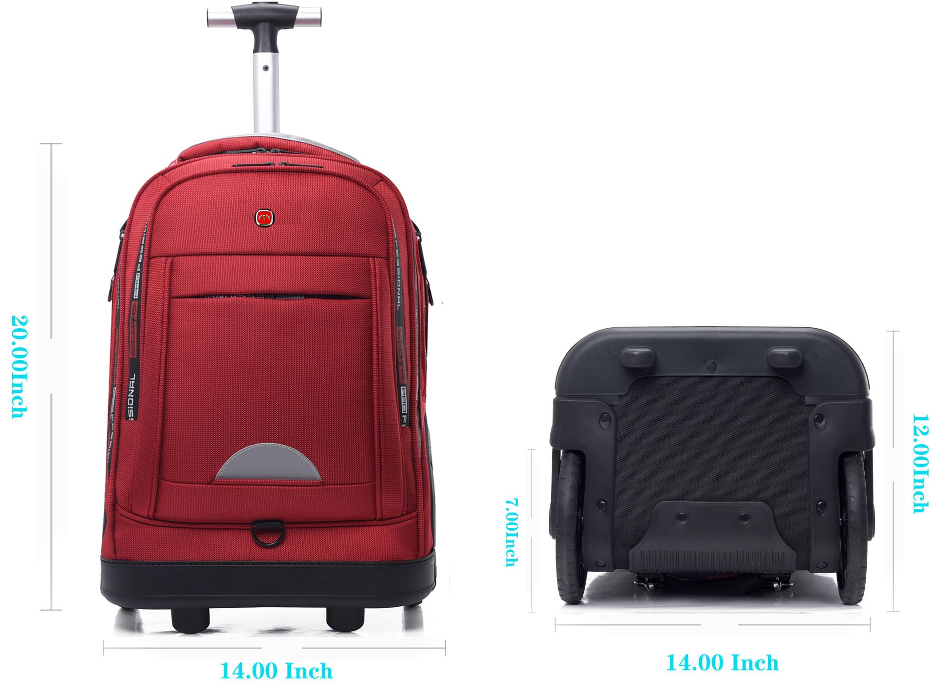 Rolling Backpack for Adults - Large Wheeled Backpack with Waterproof Laptop Compartment & Wheels - Durable Roller Backpack for Business Travel, Outdoor Adventures & Commuting (Red)