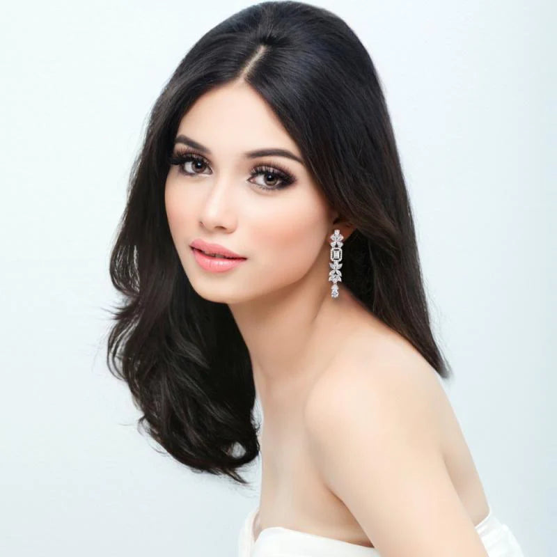 Elegant Crystal Chandelier Wedding Earrings for Bride - Silver 7686 | Perfect for Bridal Party, Evening Gala & Formal Occasions