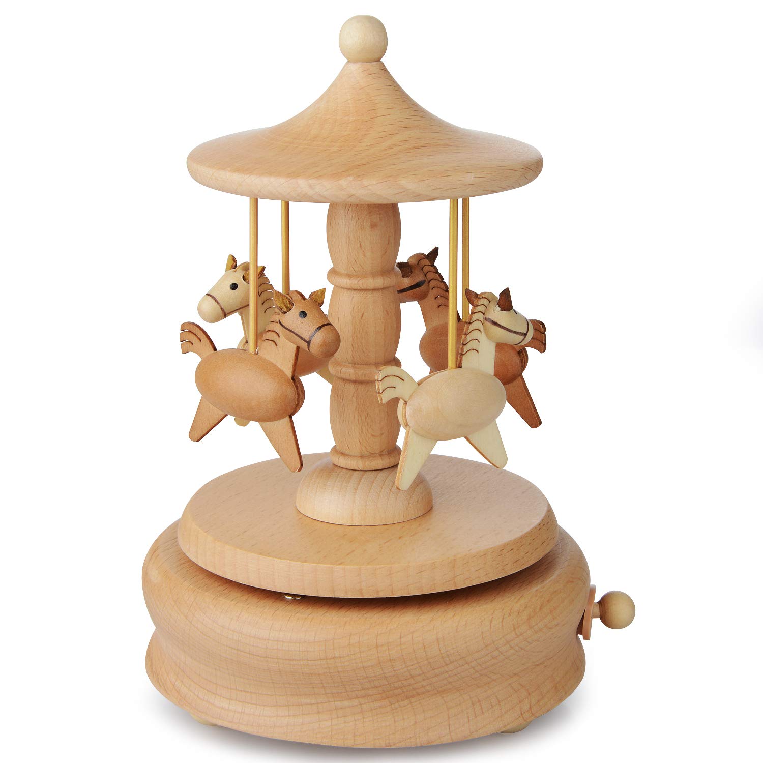 Beautiful Wooden Merry-Go-Round Music Box - Plays Canon in D - Perfect Valentine's Day, Birthday & Travel Gift for Girls & Women - Romantic Home Décor & Special Occasion Present