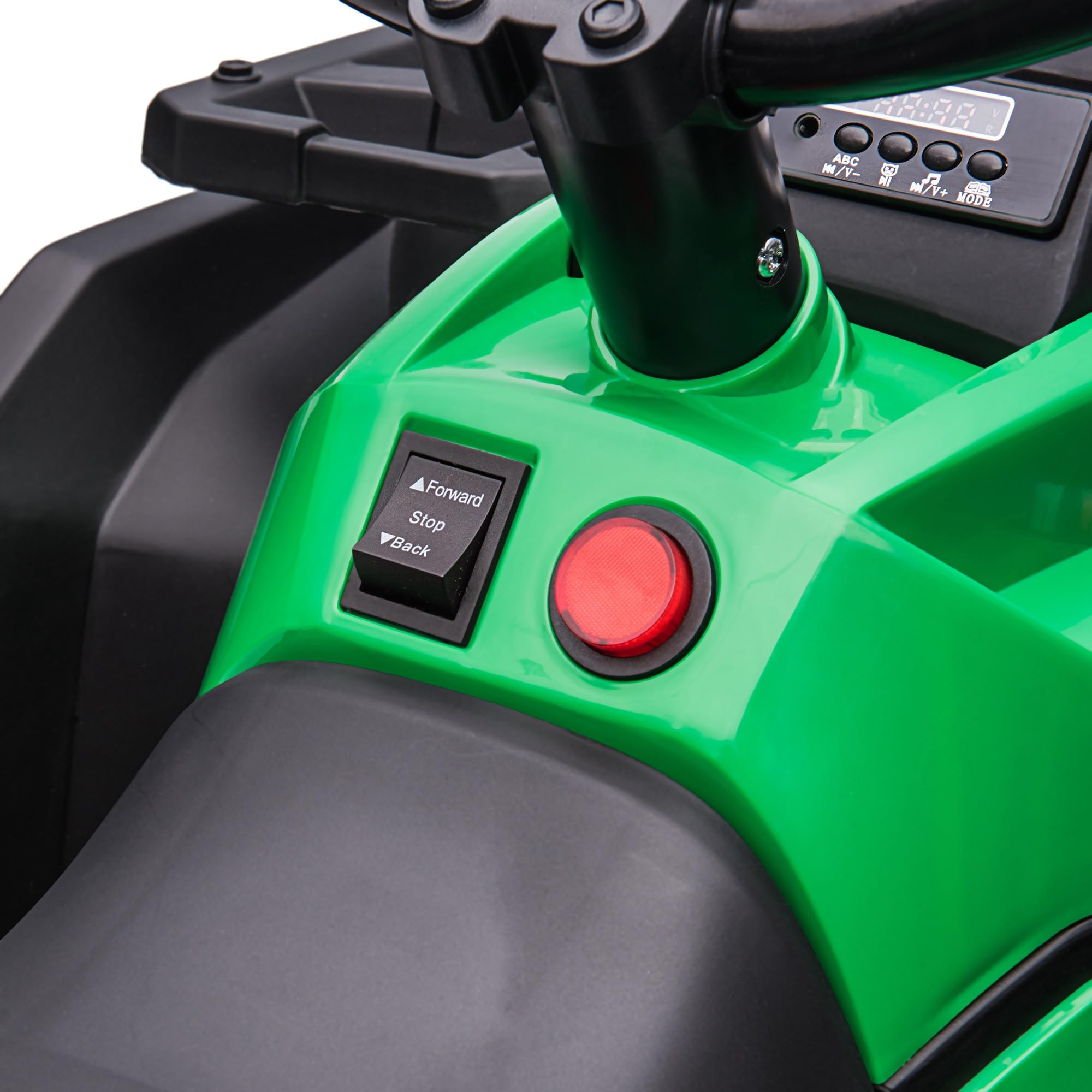 HOMCOM 12V Kids Electric Quad for Ages 3+ with 2 Motors, LED Lights, Music & Suspension Tires - Battery Powered Ride-On Toy with Forward/Reverse Buttons (100x65x73cm, Green) - Perfect for Outdoor Play, Birthday Gifts & Backyard Adventures