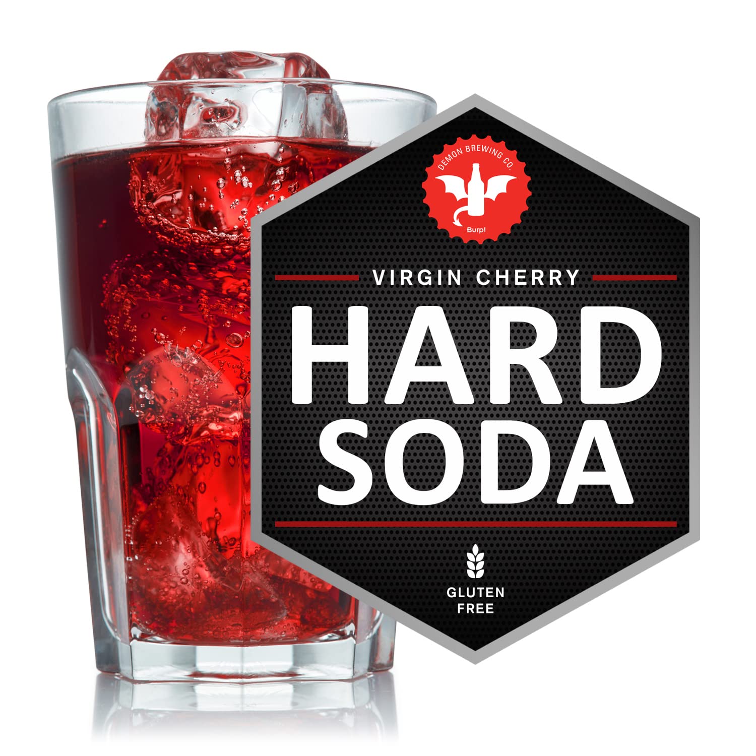 BrewDemon 1 Gallon Hard Soda Brewing Kit with Conical Fermenter & Bottles - Sediment-Free Virgin Cherry Flavor for Home Brewing - Perfect for Parties, Gifts & DIY Beverage Making