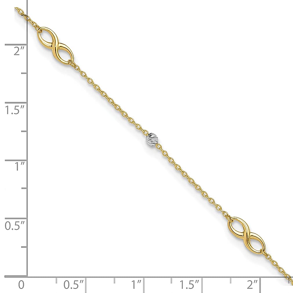 14K Solid Two Tone Gold Infinity Twisted Love Knot Anklet - 10 Inch Adjustable Summer Beach Foot Bracelet for Women | Perfect for Vacation, Wedding, Gift & Everyday Wear